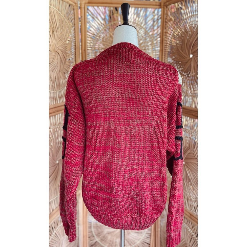 Vintage K. Cosa by Gabrielle Red Blend Knit Black White Retro 80s Sweater - Picture 7 of 7